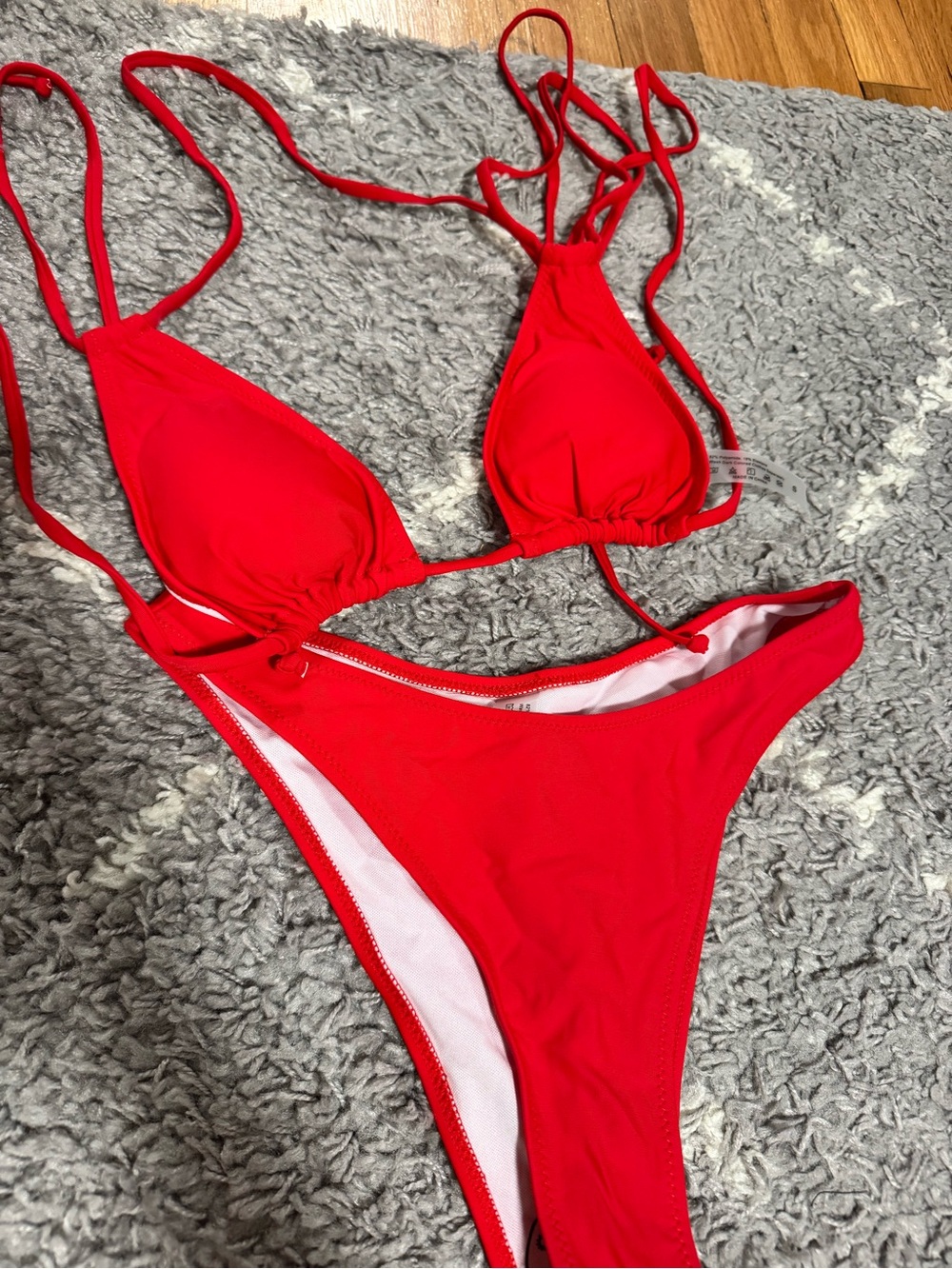 Zaful Red Triangle String Bikini Set
